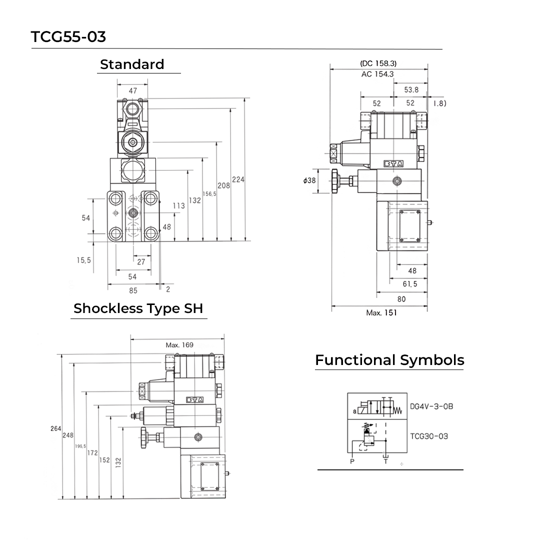 TCG55-03-F-U7-H-17-SH | Solenoid Controlled Multi Pressure Relief Valve