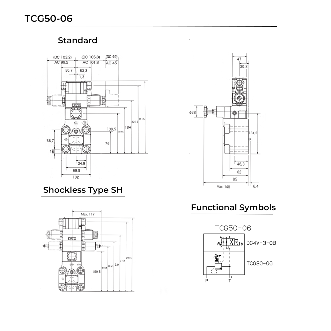 TCG50-06-FE-P7-H-17-S153(9R8M200) | Solenoid Controlled Multi Pressure Relief Valve